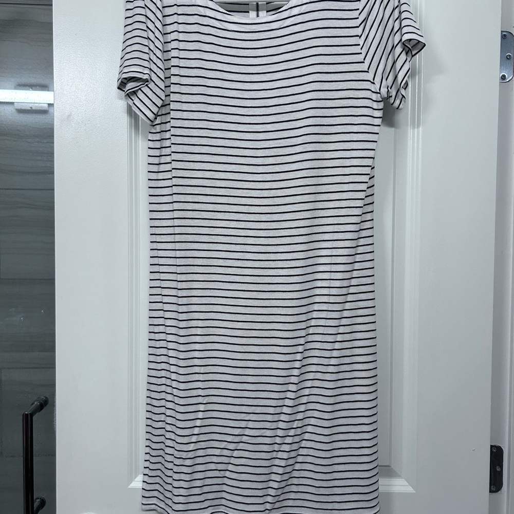 Classic Black and White Striped Mini Dress